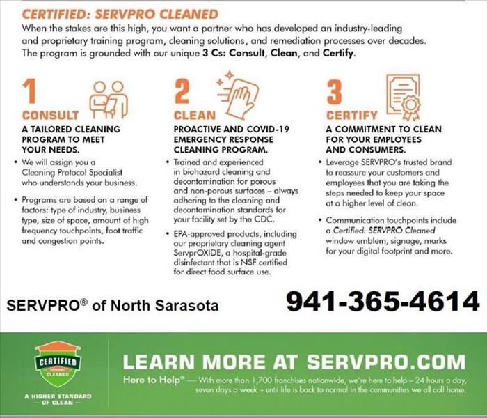 Certified: SERVPRO Cleaned descriptions and phone number